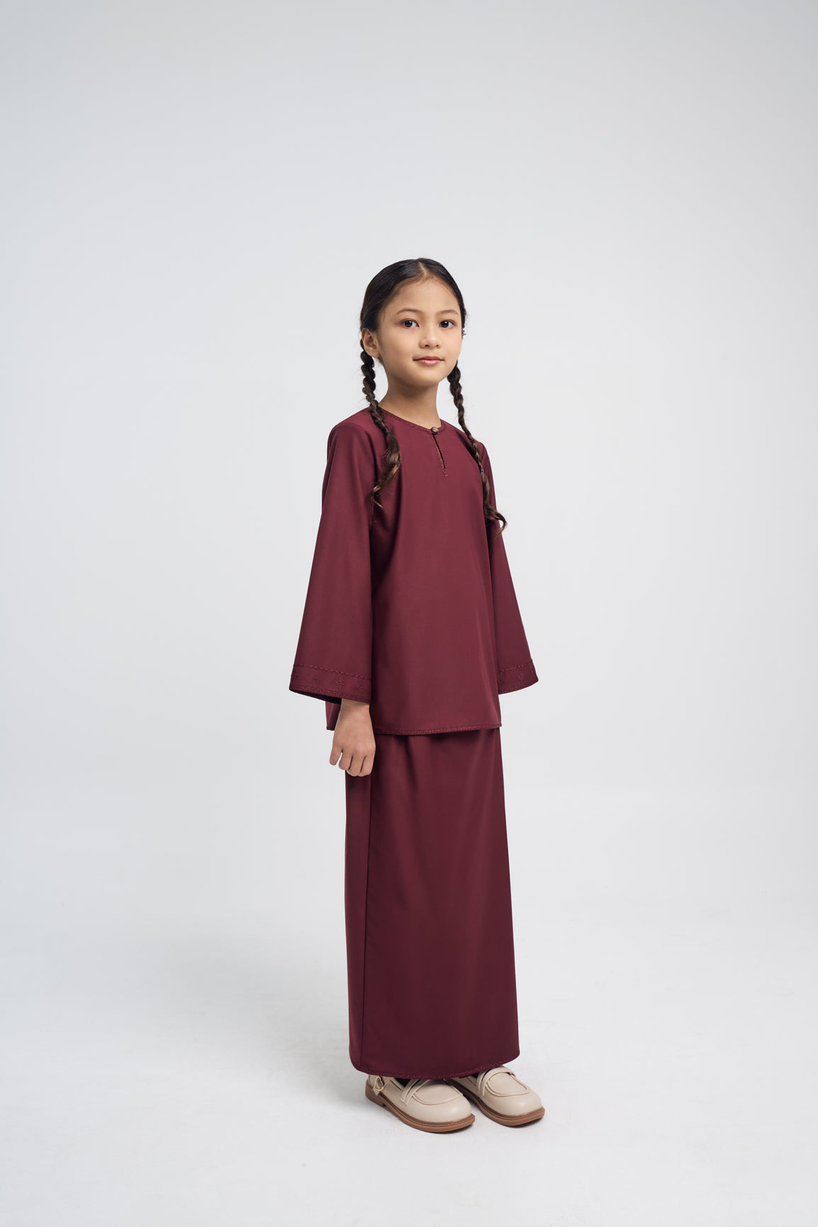 Patawali Girls Baju Kurung - Burgundy Red