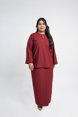 Patawali Baju Kurung - Mahogany Red