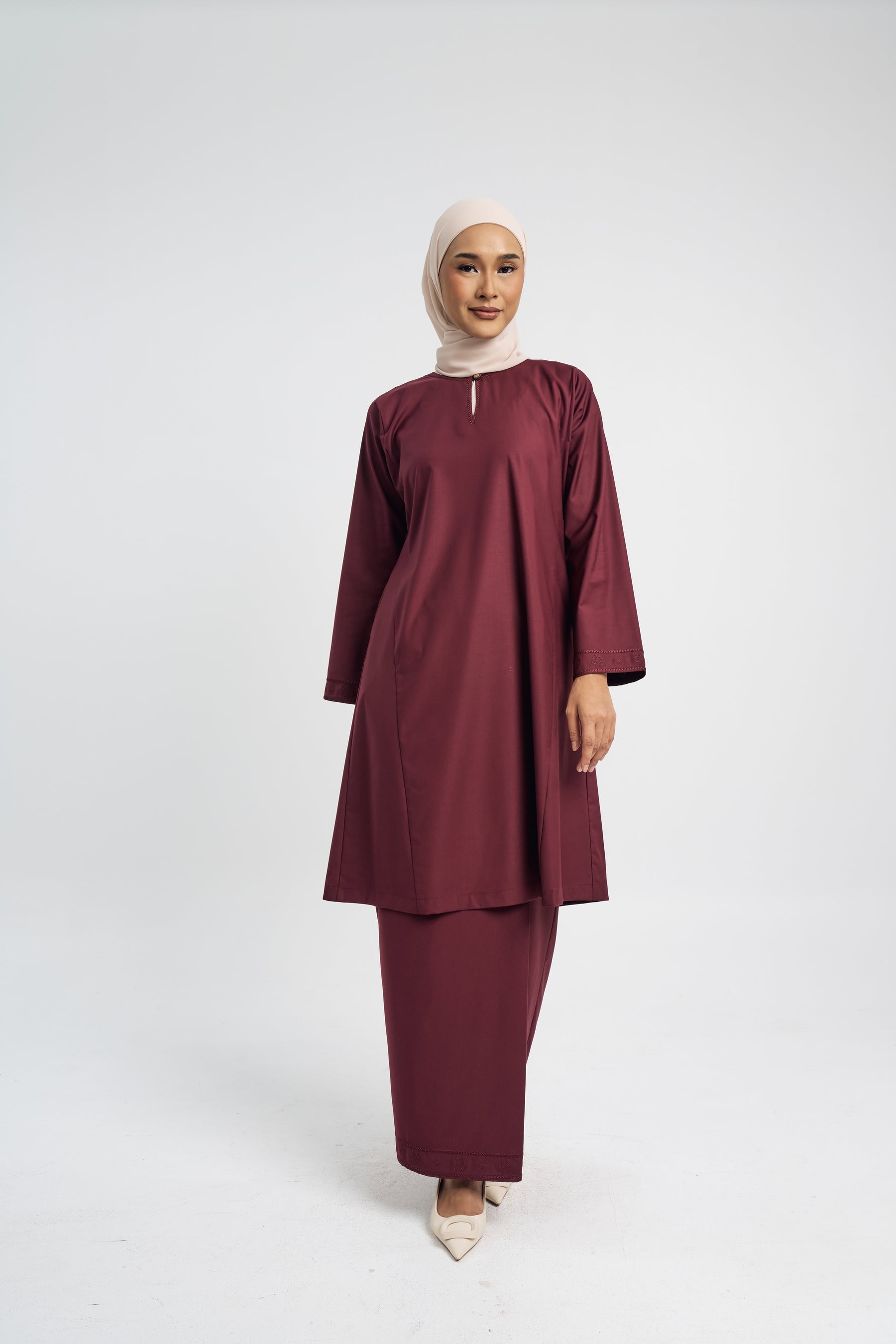 Patawali Baju Kurung Riau - Burgundy Red