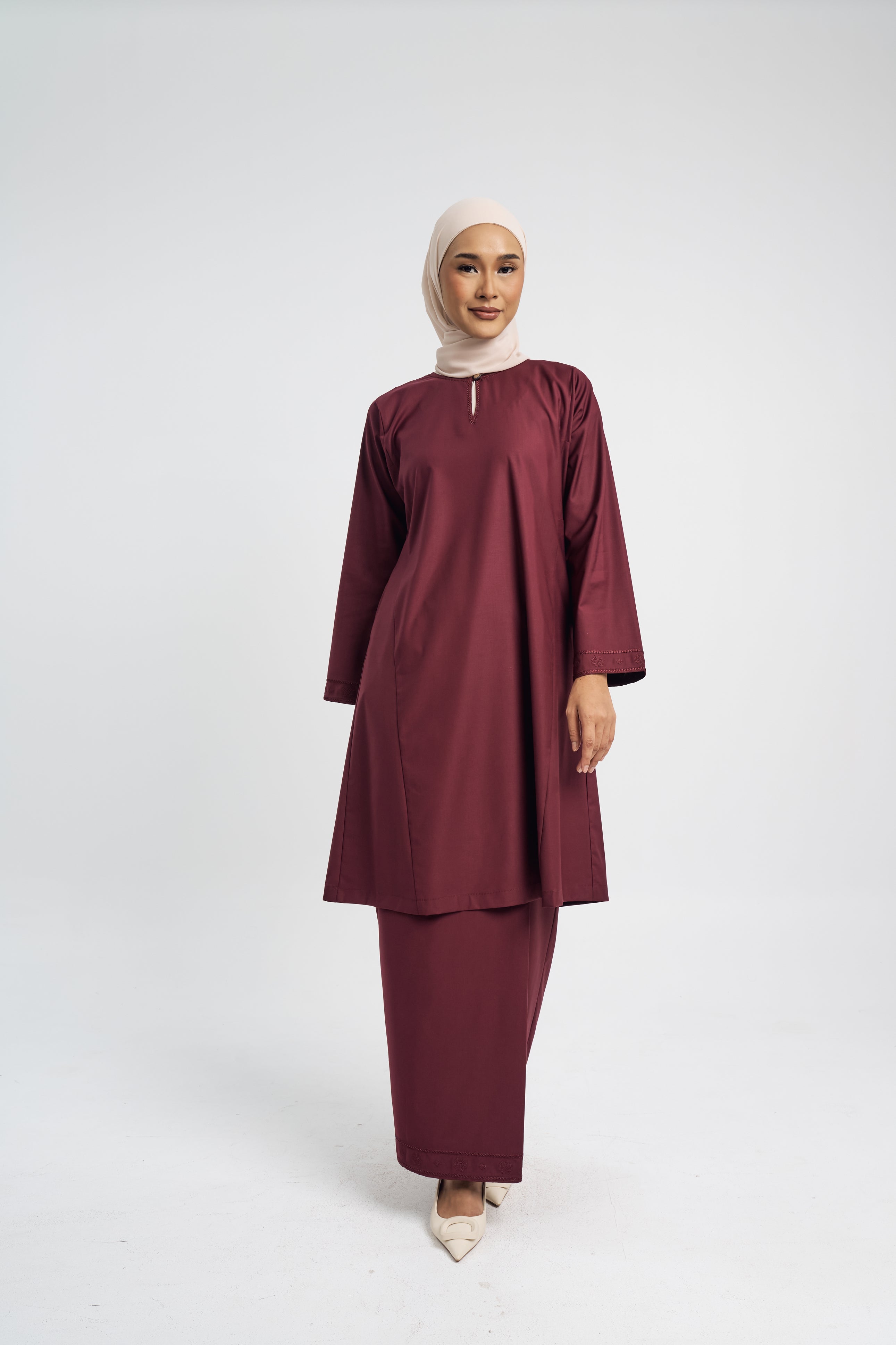 Patawali Baju Kurung Riau - Burgundy Red