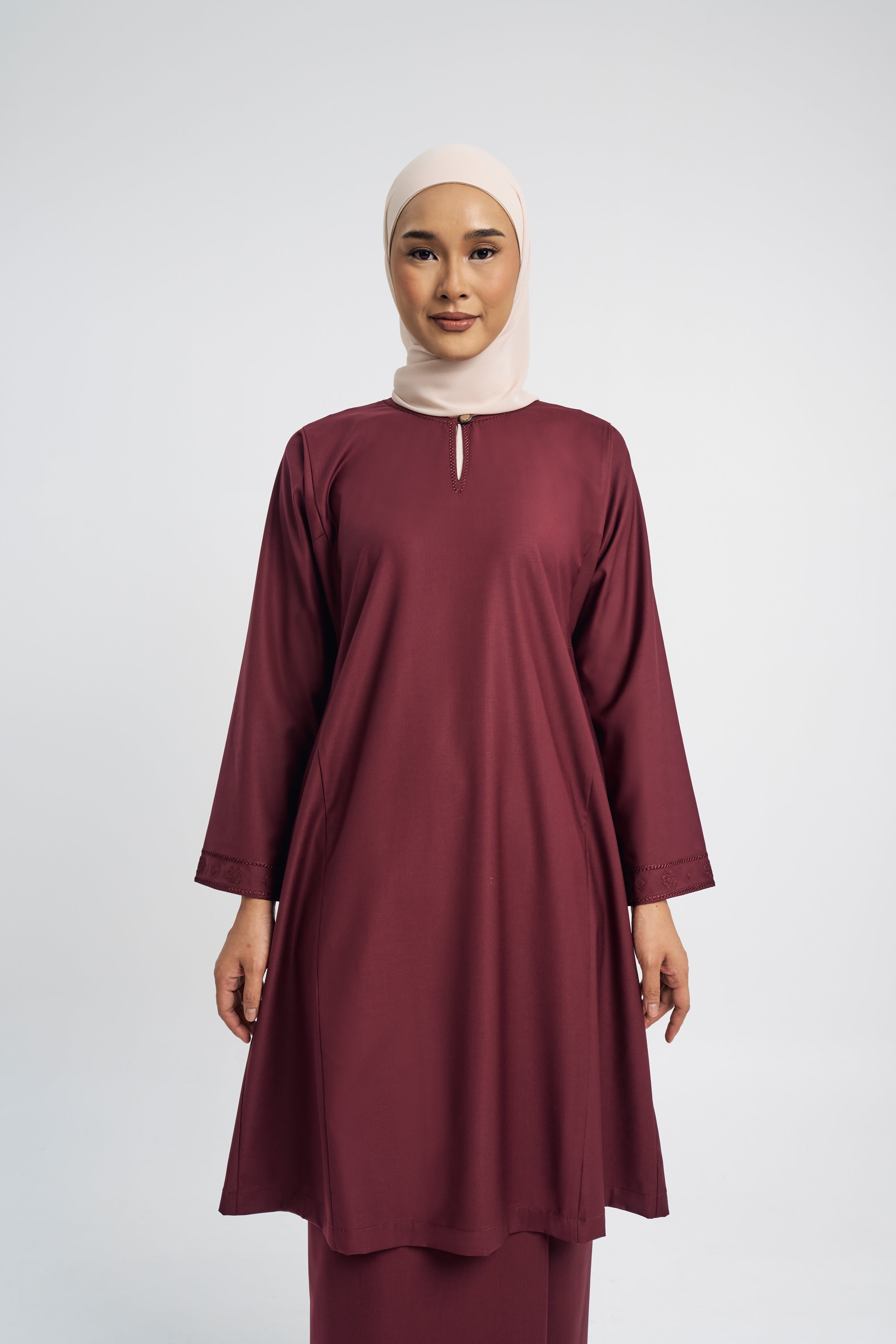 Patawali Baju Kurung Riau - Burgundy Red
