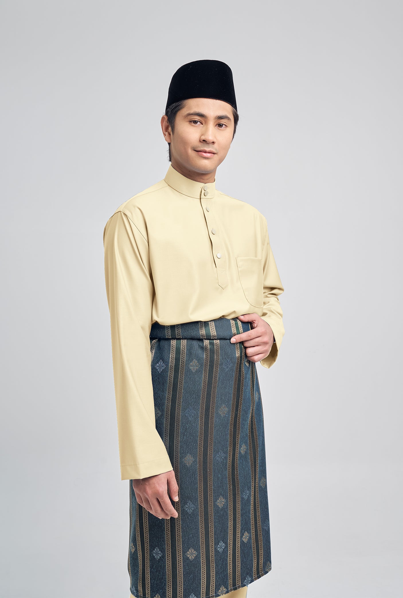 Patawali Classic Fit Baju Melayu Cekak Musang - Kuning Langsat