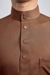 Patawali Classic Fit Baju Melayu Cekak Musang - Coffee Brown