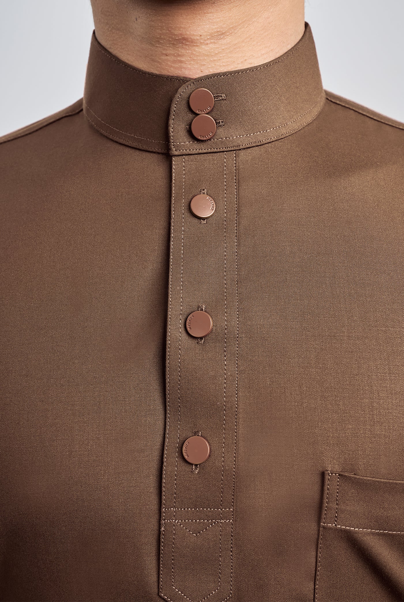 Patawali Classic Fit Baju Melayu Cekak Musang - Coffee Brown