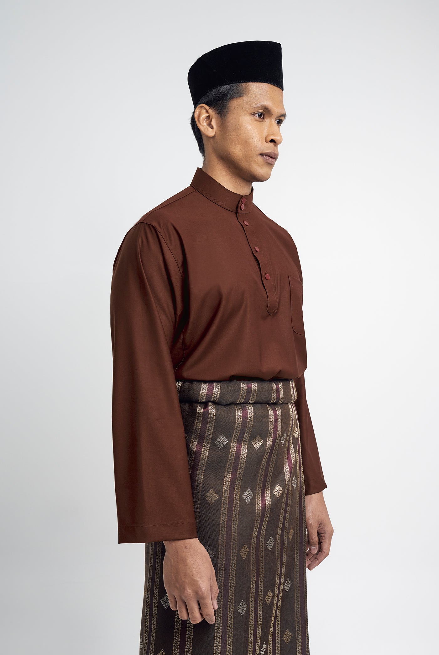 Patawali Classic Fit Baju Melayu Cekak Musang - Bean Brown