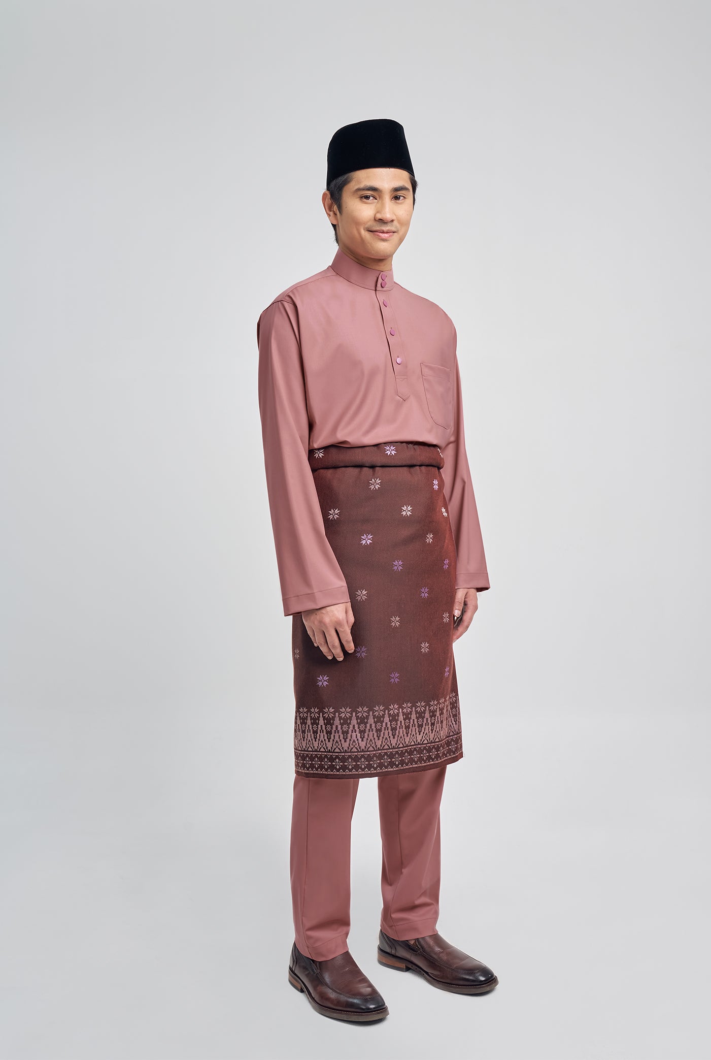Patawali Classic Fit Baju Melayu Cekak Musang - Smokey Pink
