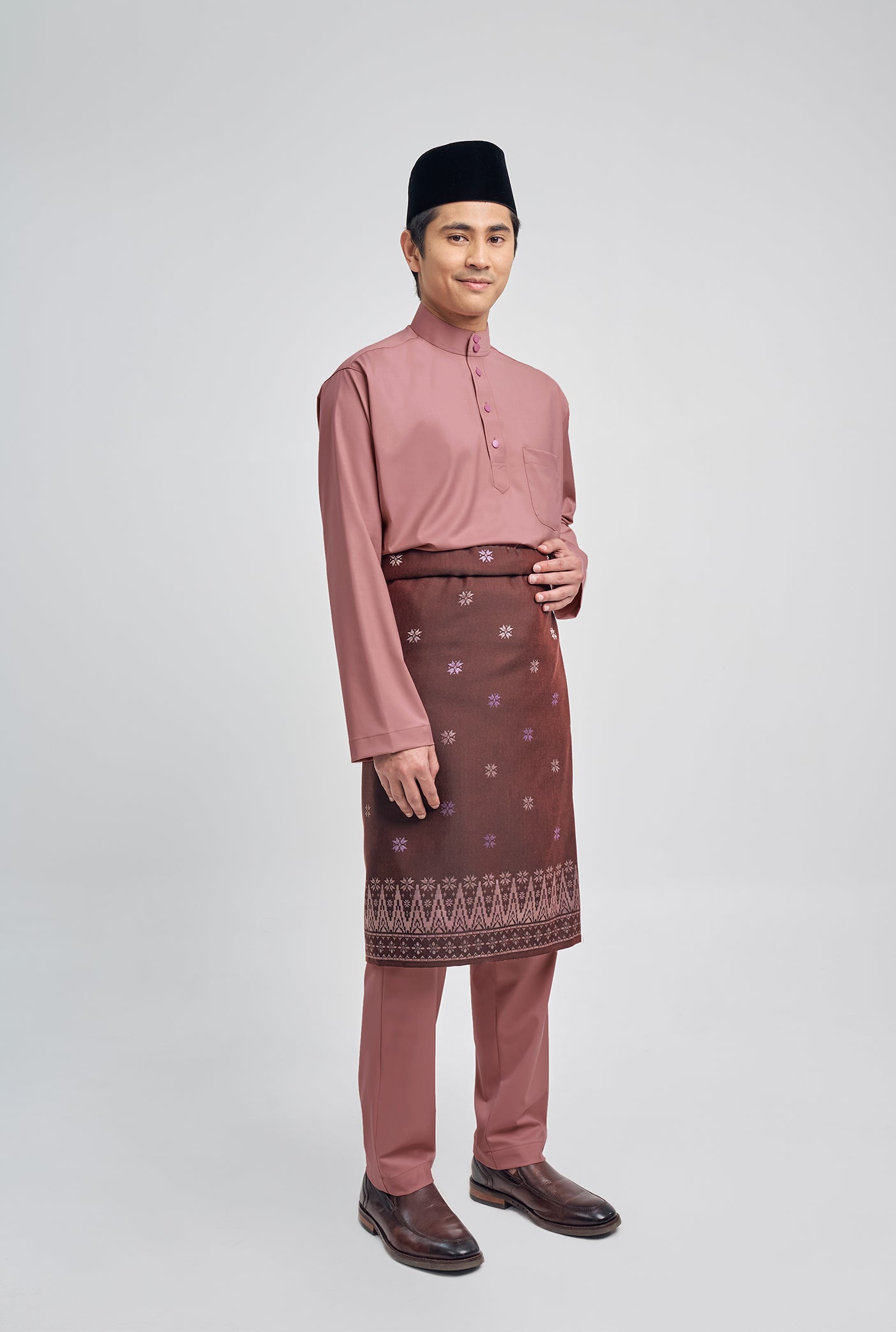 Patawali Classic Fit Baju Melayu Cekak Musang - Smokey Pink
