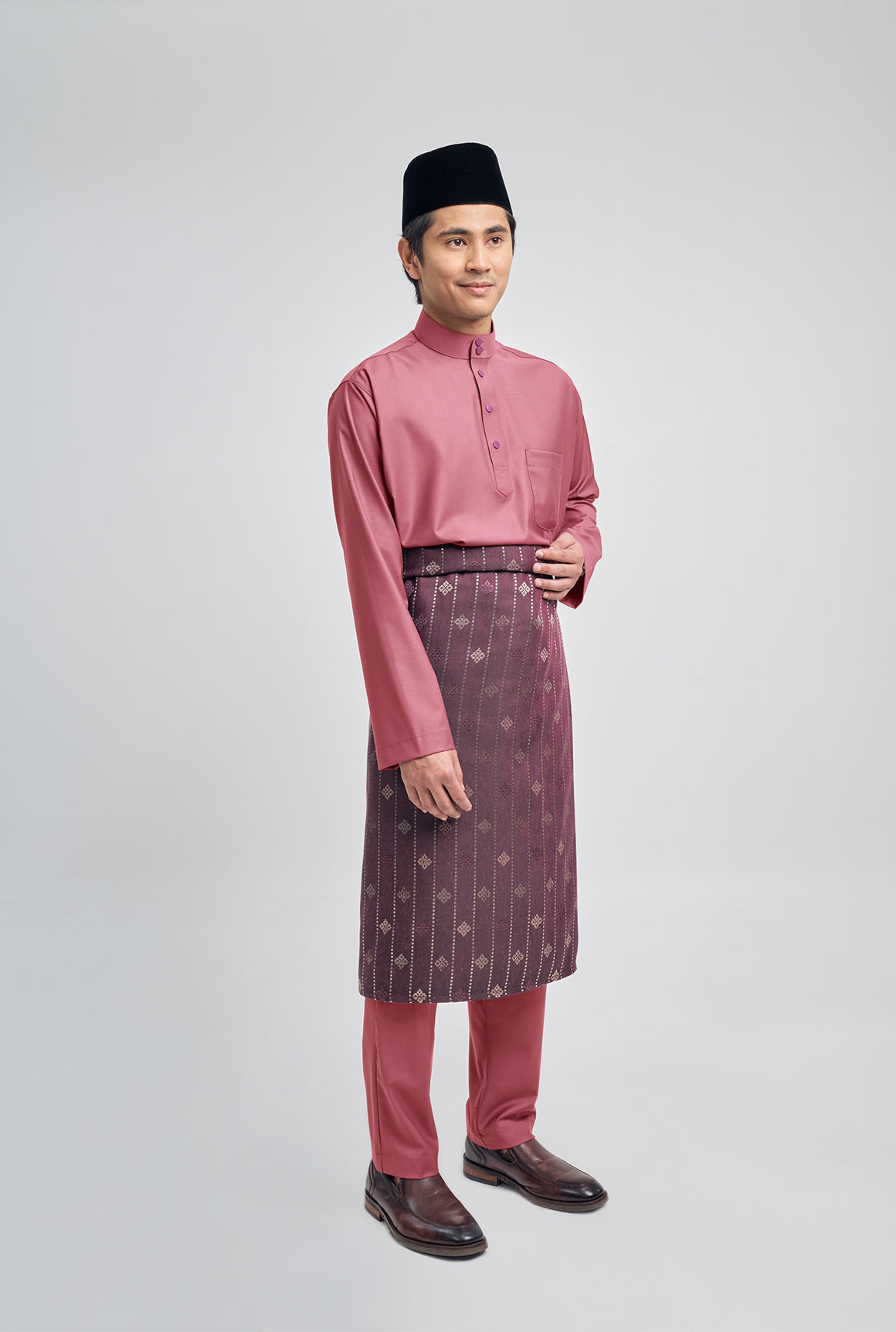 Patawali Classic Fit Baju Melayu Cekak Musang - Dark Rose