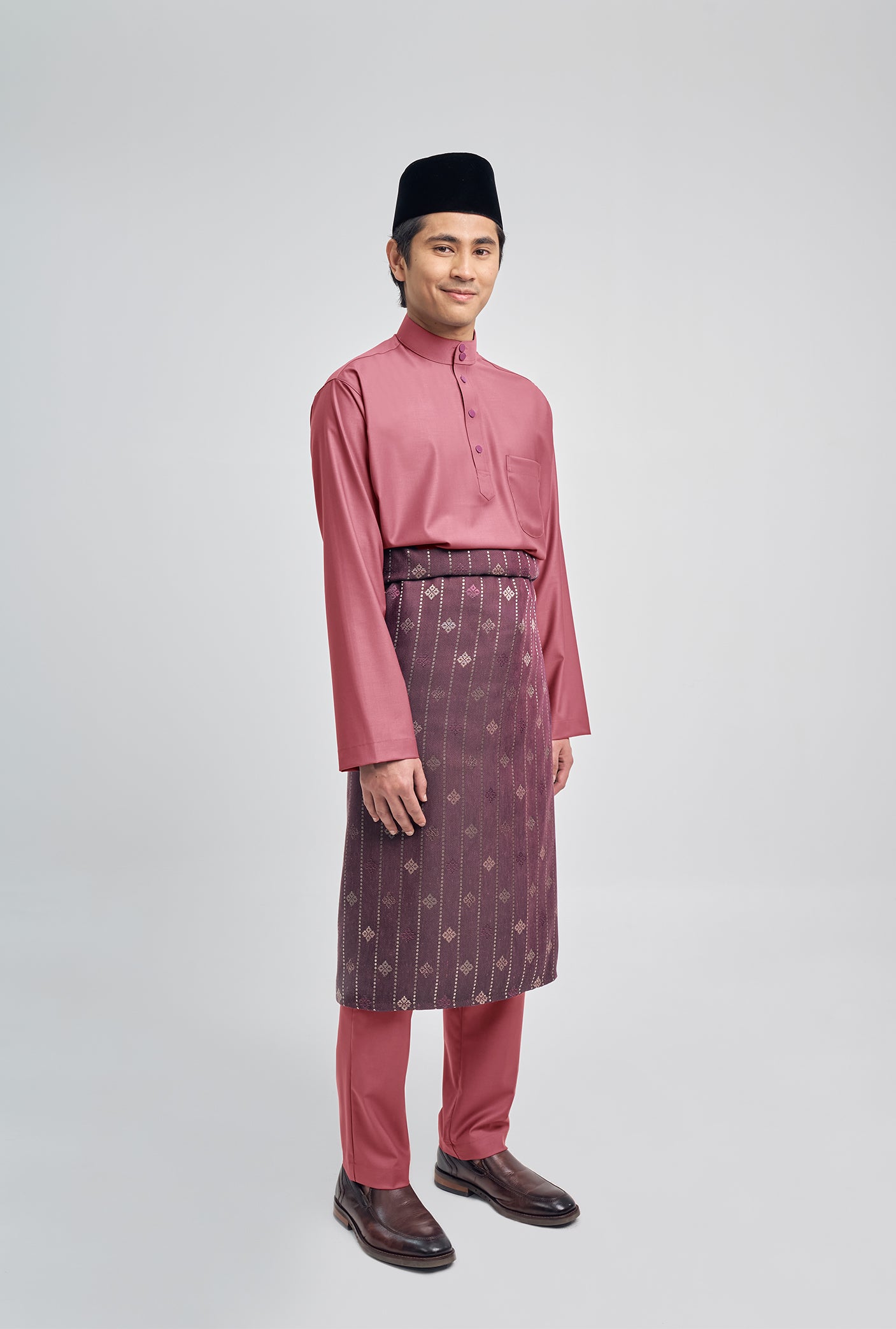 Patawali Classic Fit Baju Melayu Cekak Musang - Dark Rose