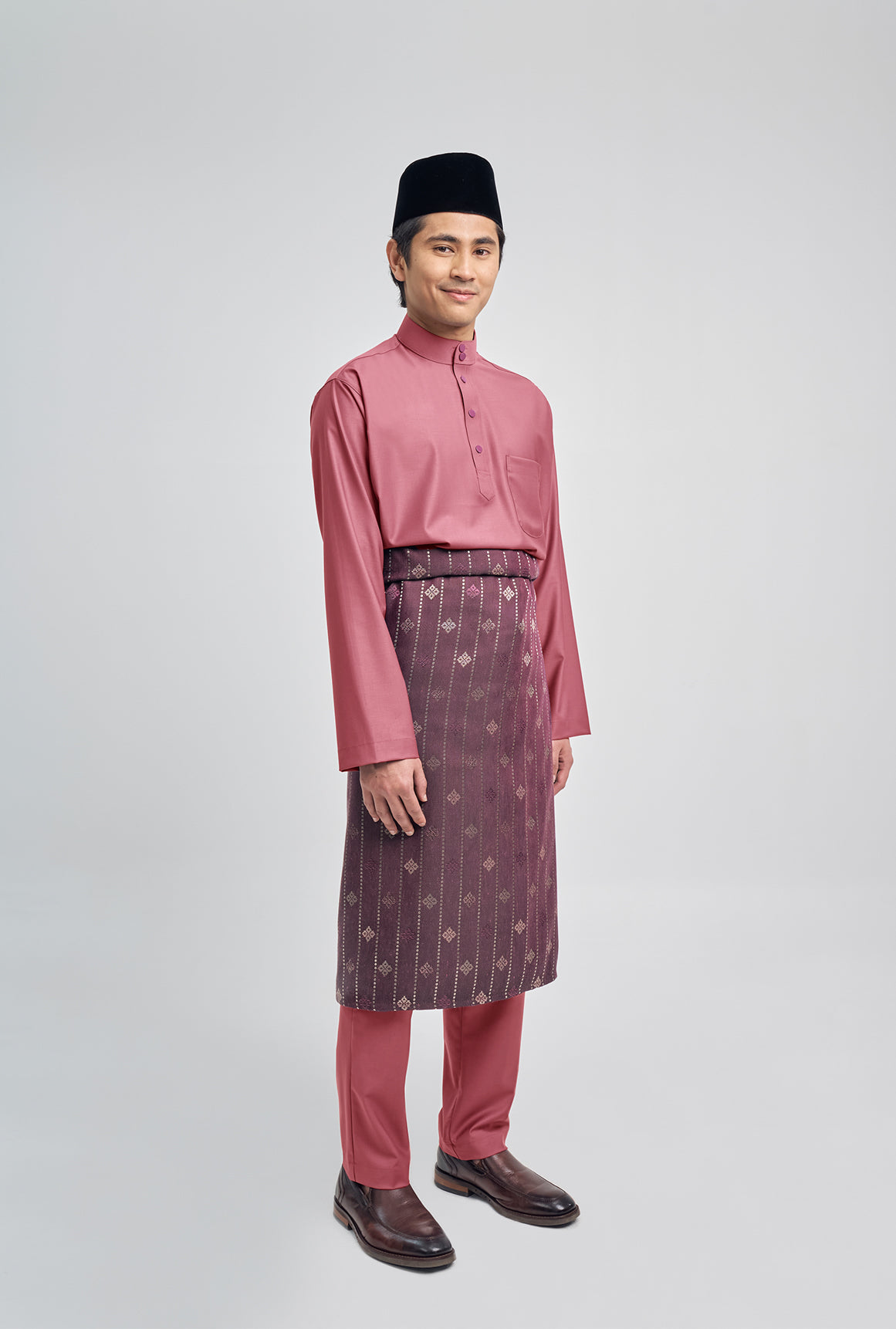 Patawali Classic Fit Baju Melayu Cekak Musang - Dark Rose