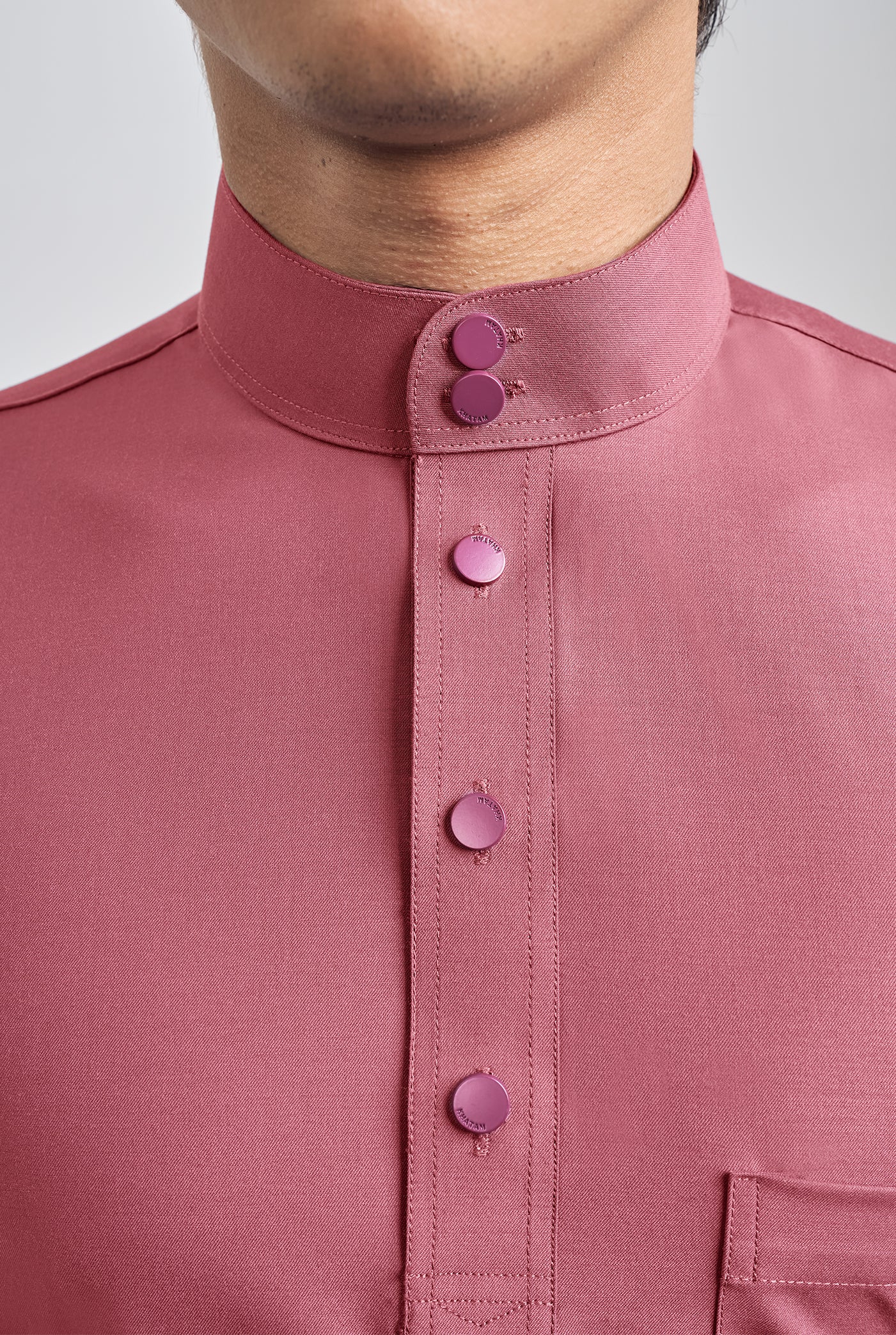 Patawali Classic Fit Baju Melayu Cekak Musang - Dark Rose