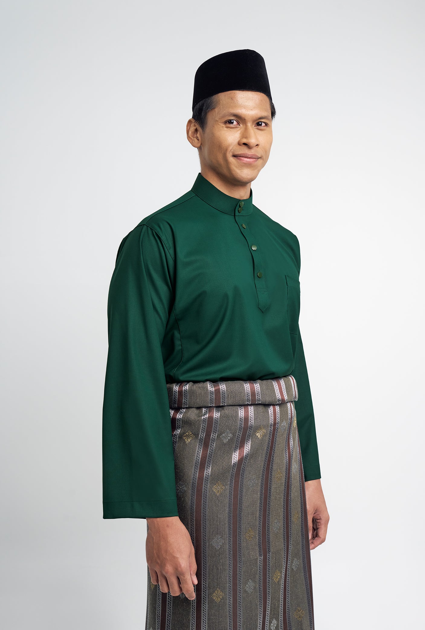 Patawali Classic Fit Baju Melayu Cekak Musang - Deep Green
