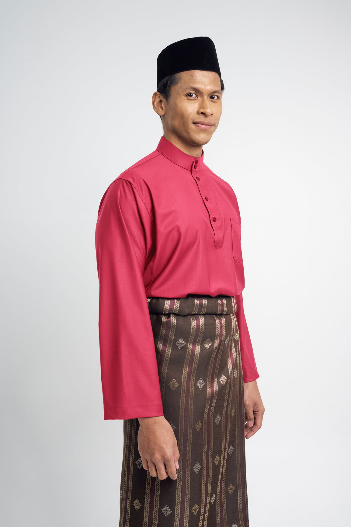 Patawali Classic Fit Baju Melayu Cekak Musang - Rose Red