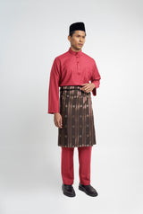 Patawali Classic Fit Baju Melayu Cekak Musang - Rose Red