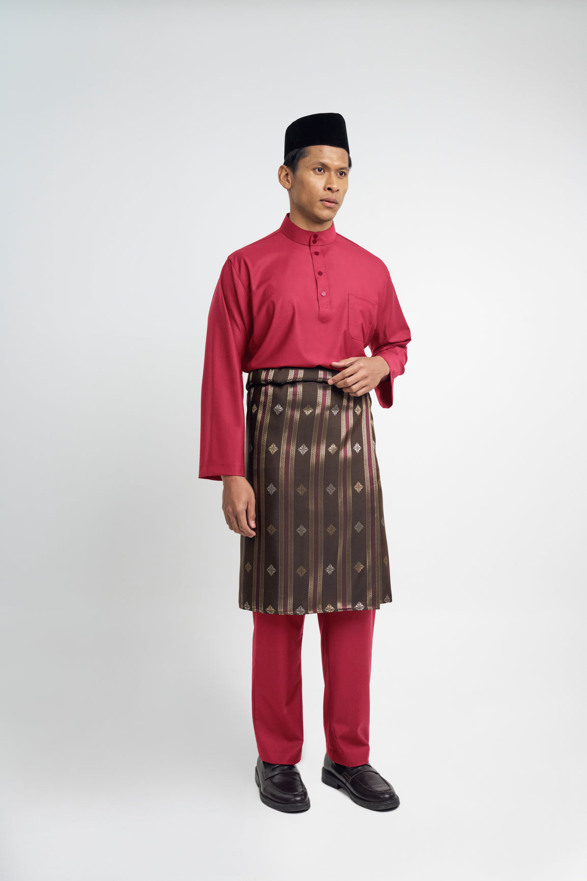Patawali Classic Fit Baju Melayu Cekak Musang - Rose Red