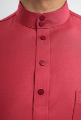 Patawali Classic Fit Baju Melayu Cekak Musang - Rose Red