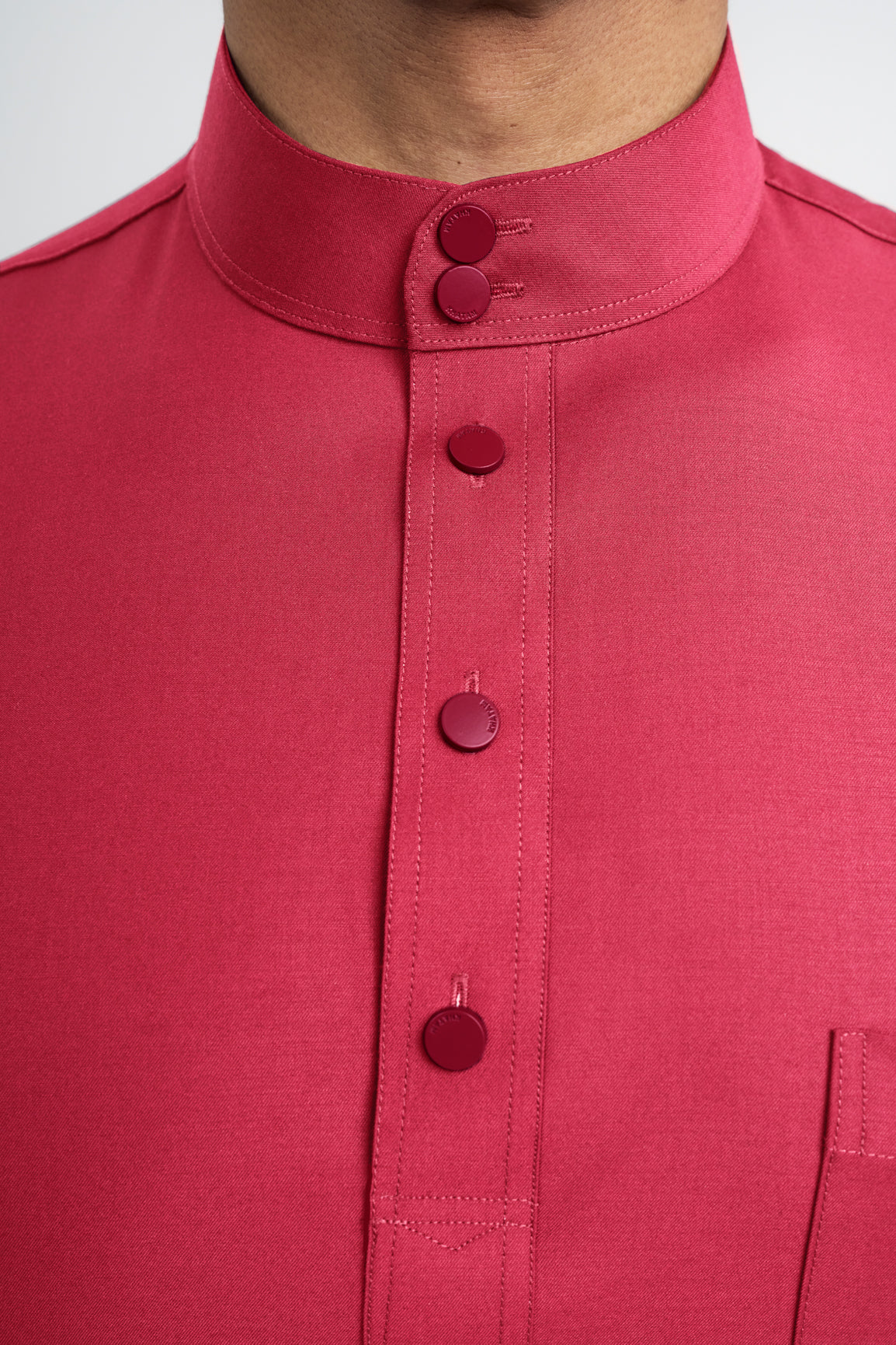 Patawali Classic Fit Baju Melayu Cekak Musang - Rose Red