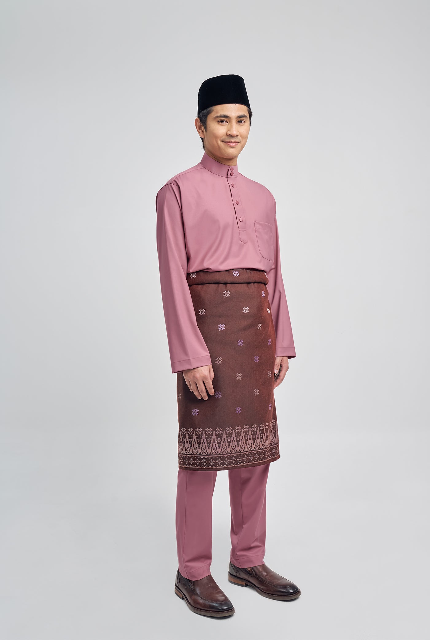 Patawali Classic Fit Baju Melayu Cekak Musang - Pink Belacan