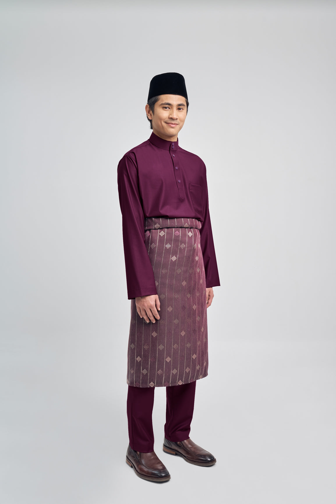 Patawali Classic Fit Baju Melayu Cekak Musang - Purple Manggis