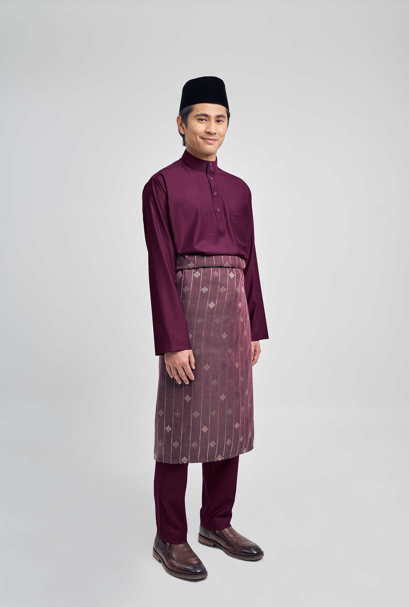 Patawali Classic Fit Baju Melayu Cekak Musang - Purple Manggis