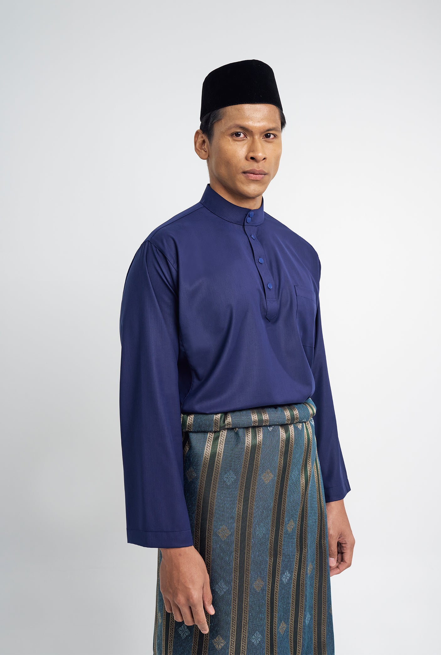 Patawali Classic Fit Baju Melayu Cekak Musang - Dark Navy