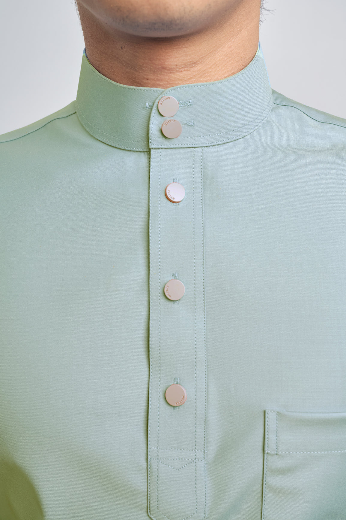 Patawali Classic Fit Baju Melayu Cekak Musang - Mint Green