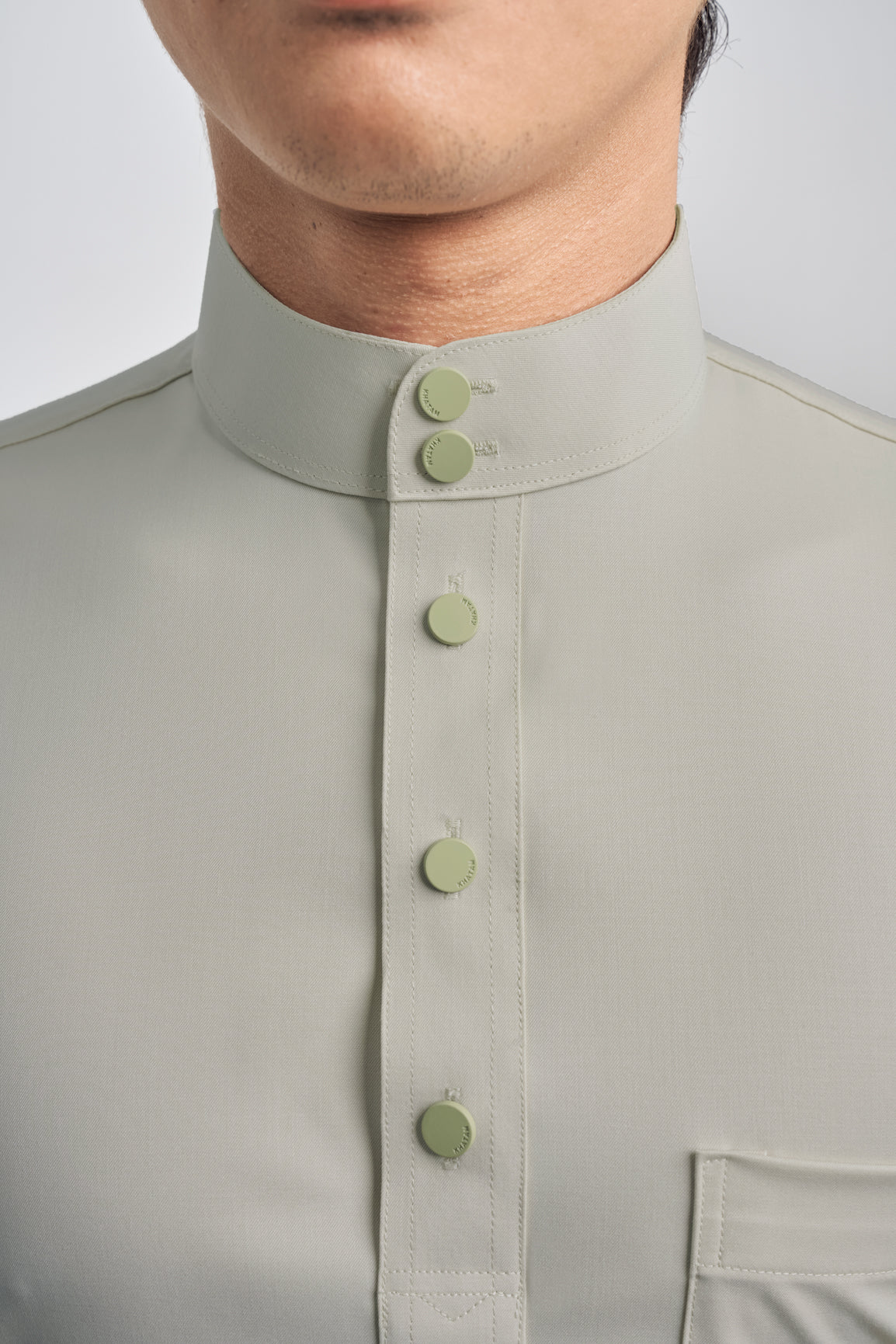 Patawali Classic Fit Baju Melayu Cekak Musang - Light Olive