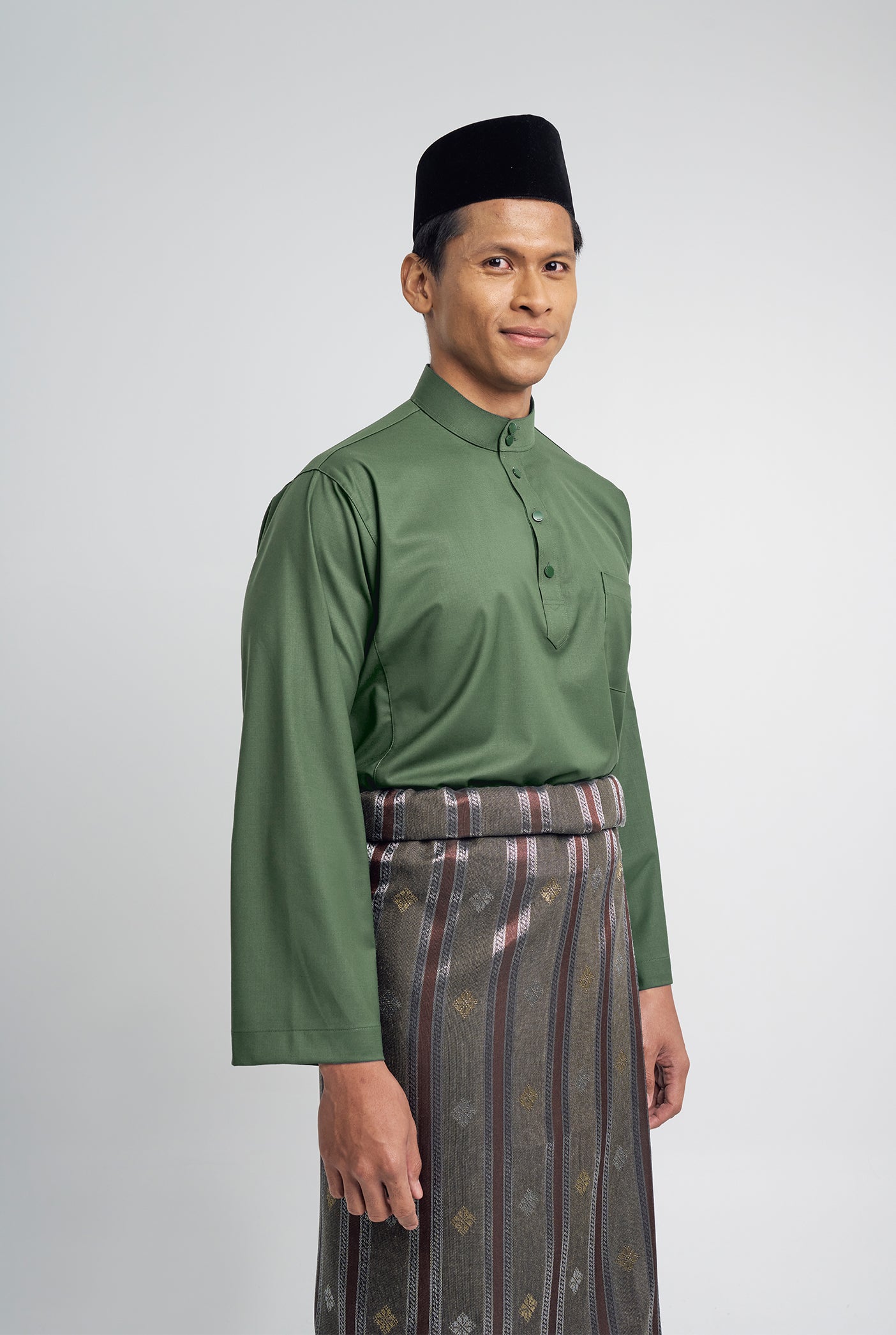 Patawali Classic Fit Baju Melayu Cekak Musang - Pickle Green