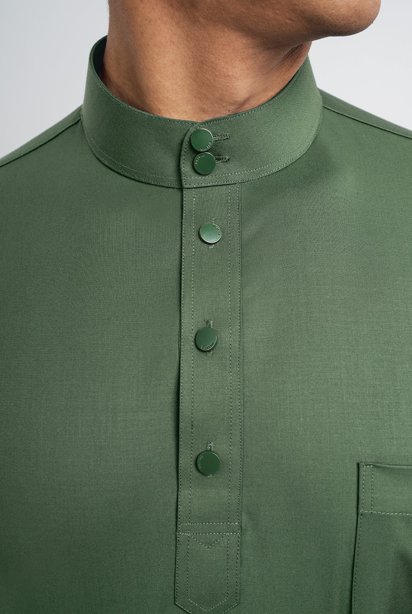 Patawali Classic Fit Baju Melayu Cekak Musang - Pickle Green