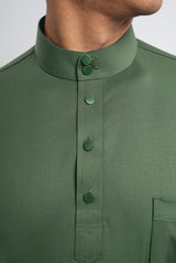 Patawali Classic Fit Baju Melayu Cekak Musang - Pickle Green
