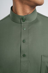 Patawali Classic Fit Baju Melayu Cekak Musang - Pickle Green