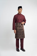 Patawali Classic Fit Baju Melayu Cekak Musang - Mahogany Red