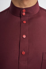 Patawali Classic Fit Baju Melayu Cekak Musang - Mahogany Red