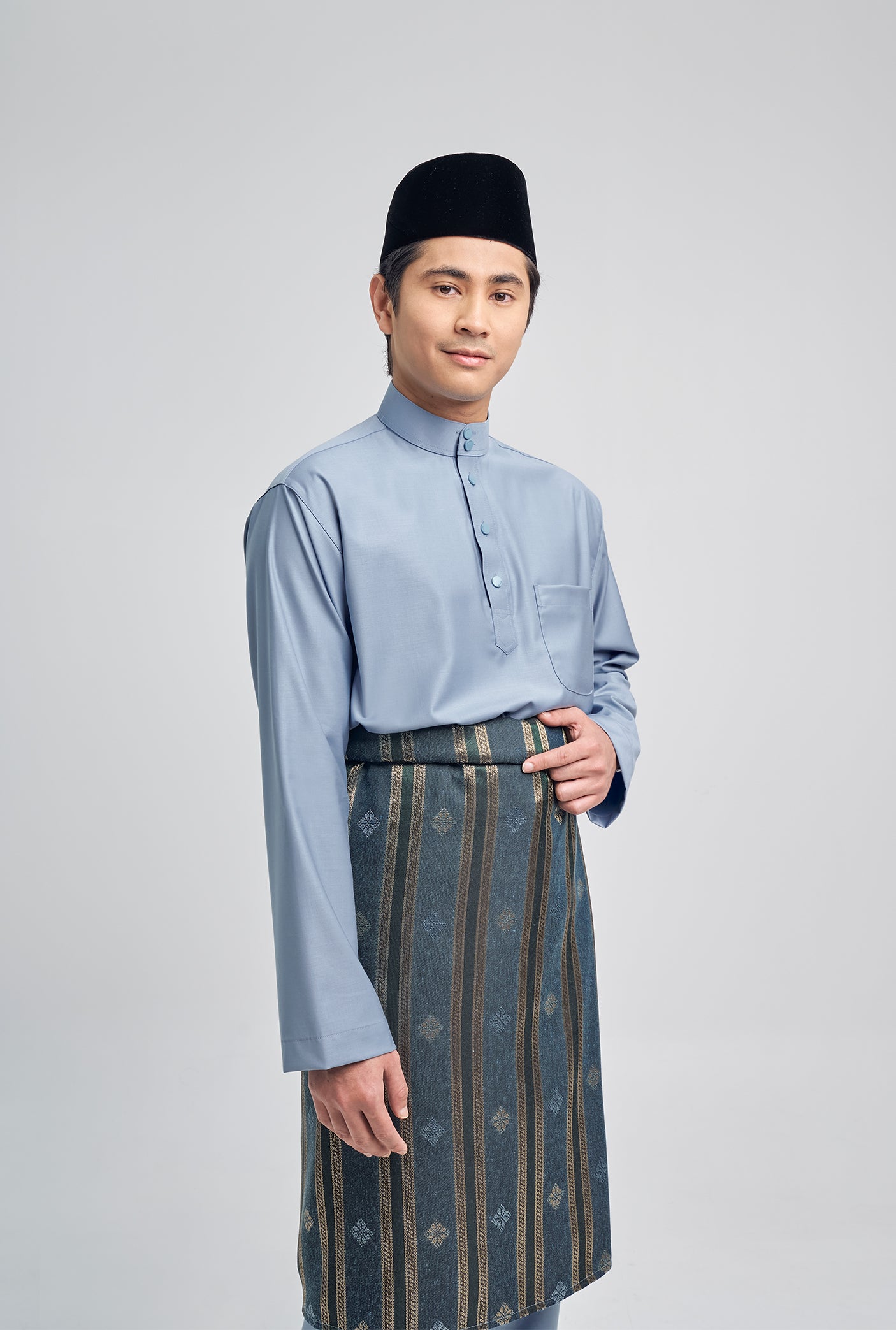 Patawali Classic Fit Baju Melayu Cekak Musang - Stone Blue