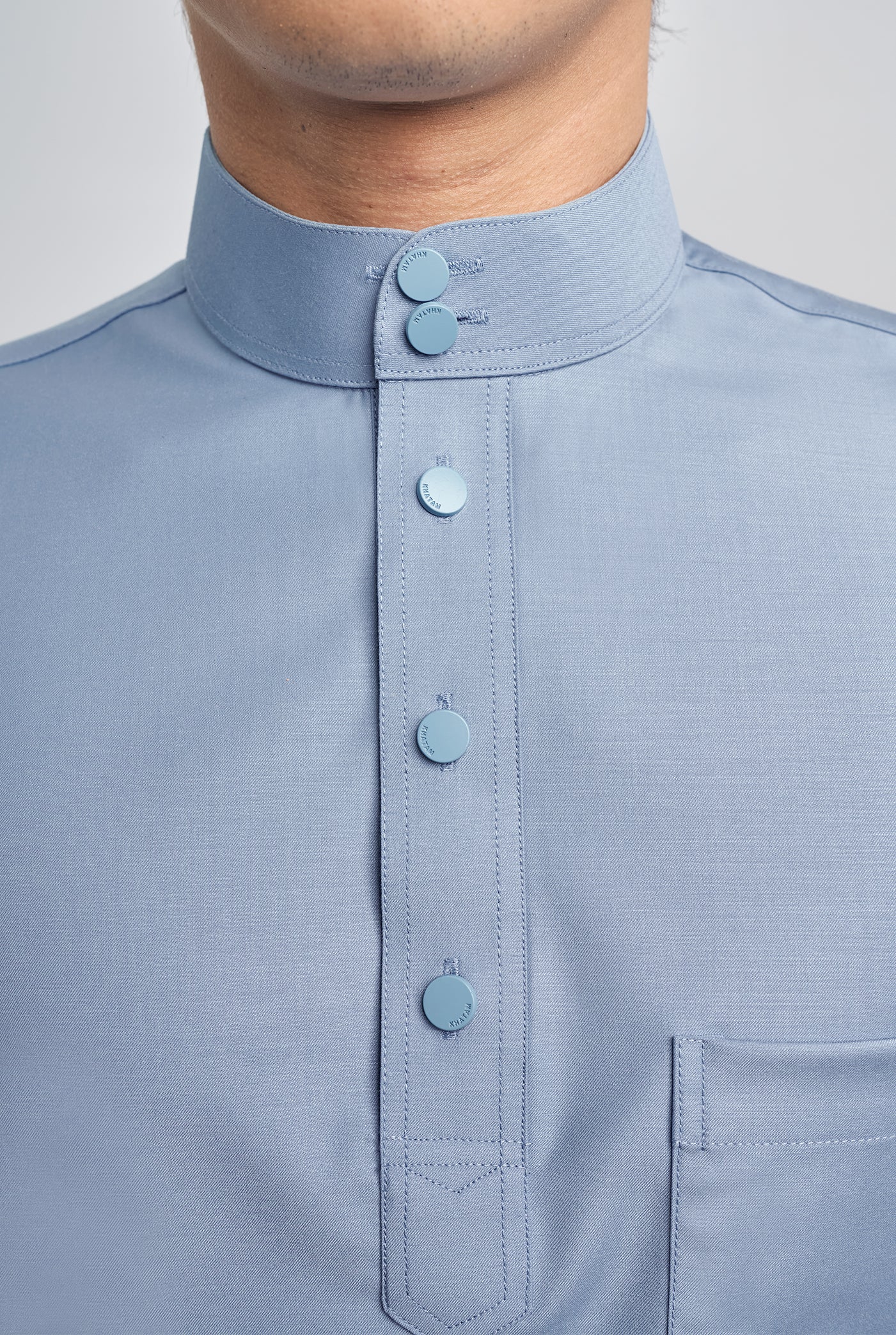 Patawali Classic Fit Baju Melayu Cekak Musang - Stone Blue