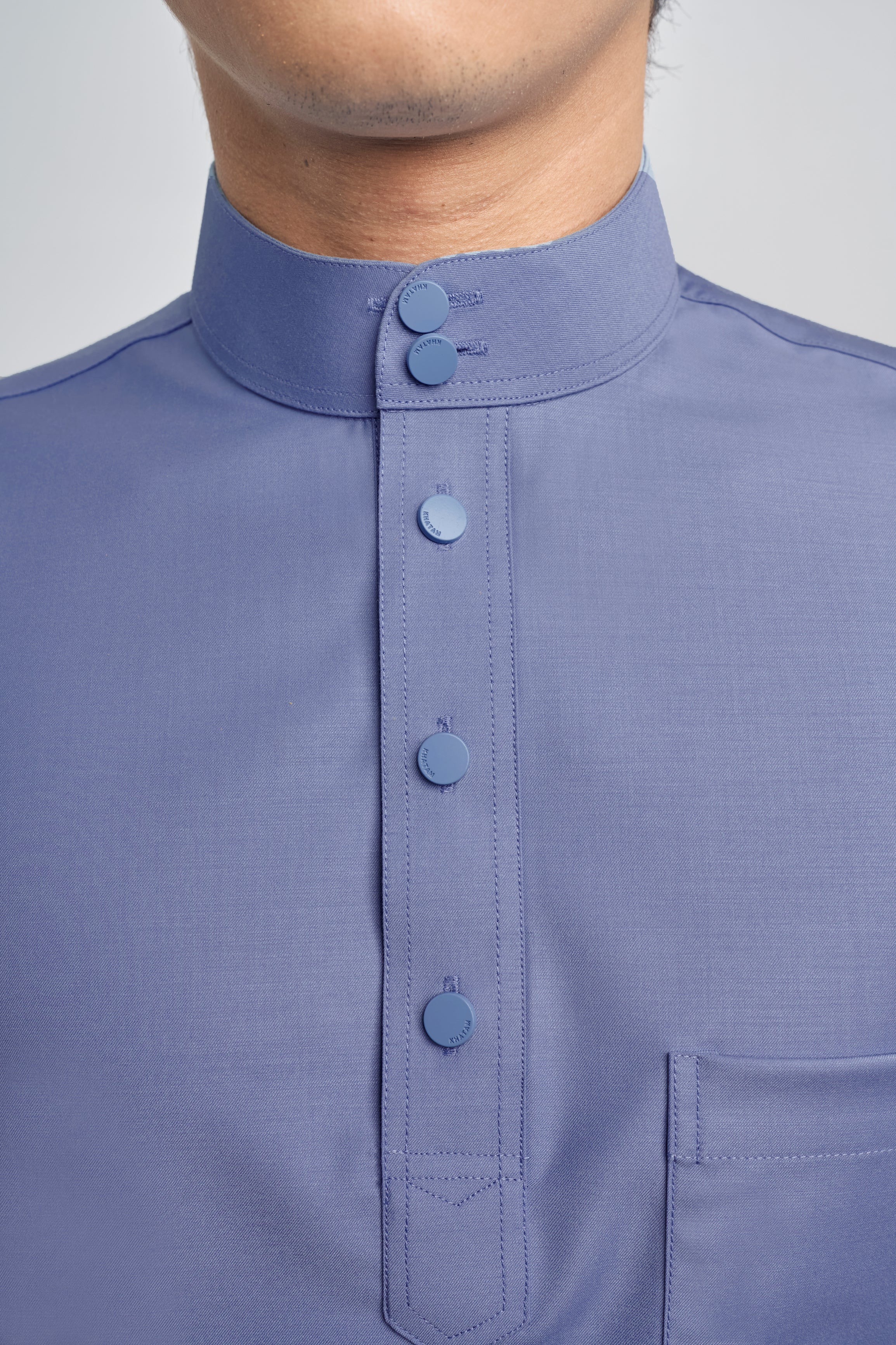 Patawali Classic Fit Baju Melayu Cekak Musang - Stone Blue