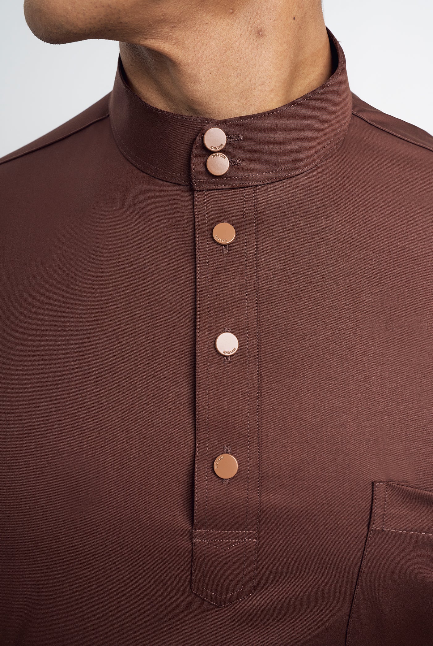 Patawali Classic Fit Baju Melayu Cekak Musang - Dark Brown