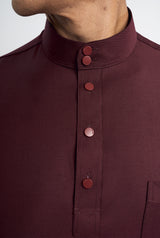Patawali Classic Fit Baju Melayu Cekak Musang - Burgundy Red