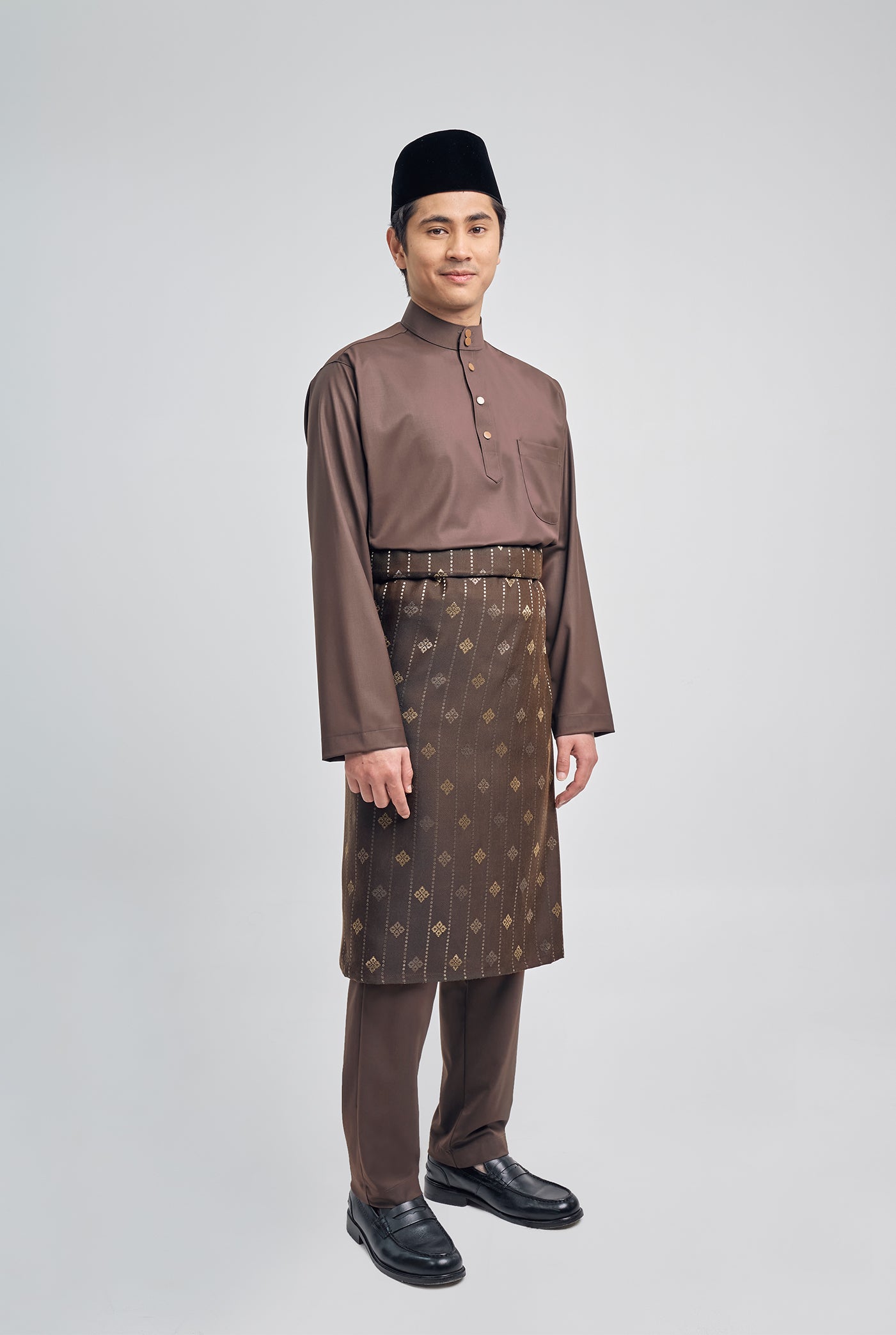 Patawali Classic Fit Baju Melayu Cekak Musang - Espresso