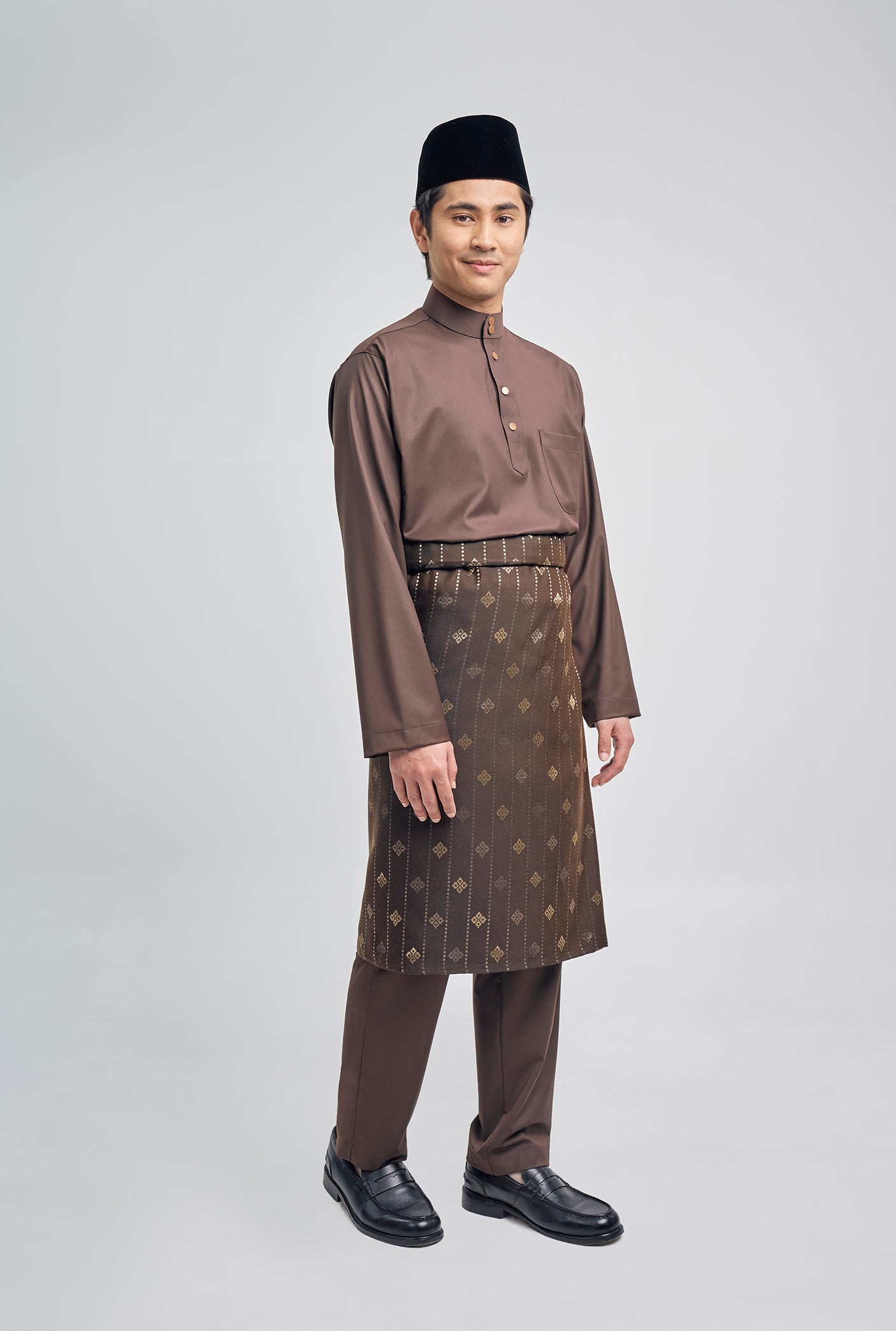 Patawali Classic Fit Baju Melayu Cekak Musang - Espresso
