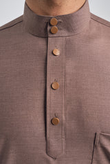 Patawali Classic Fit Baju Melayu Cekak Musang - Espresso