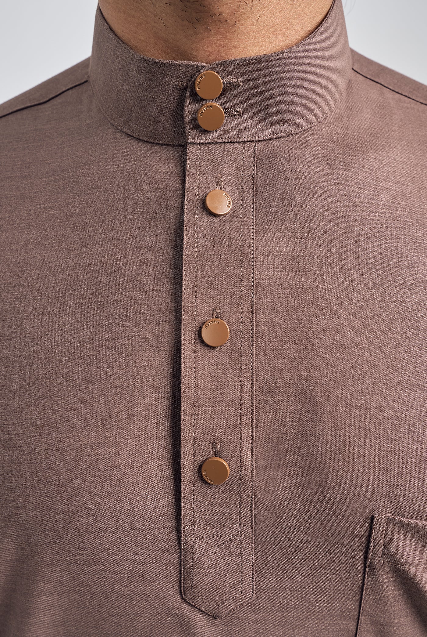 Patawali Classic Fit Baju Melayu Cekak Musang - Espresso