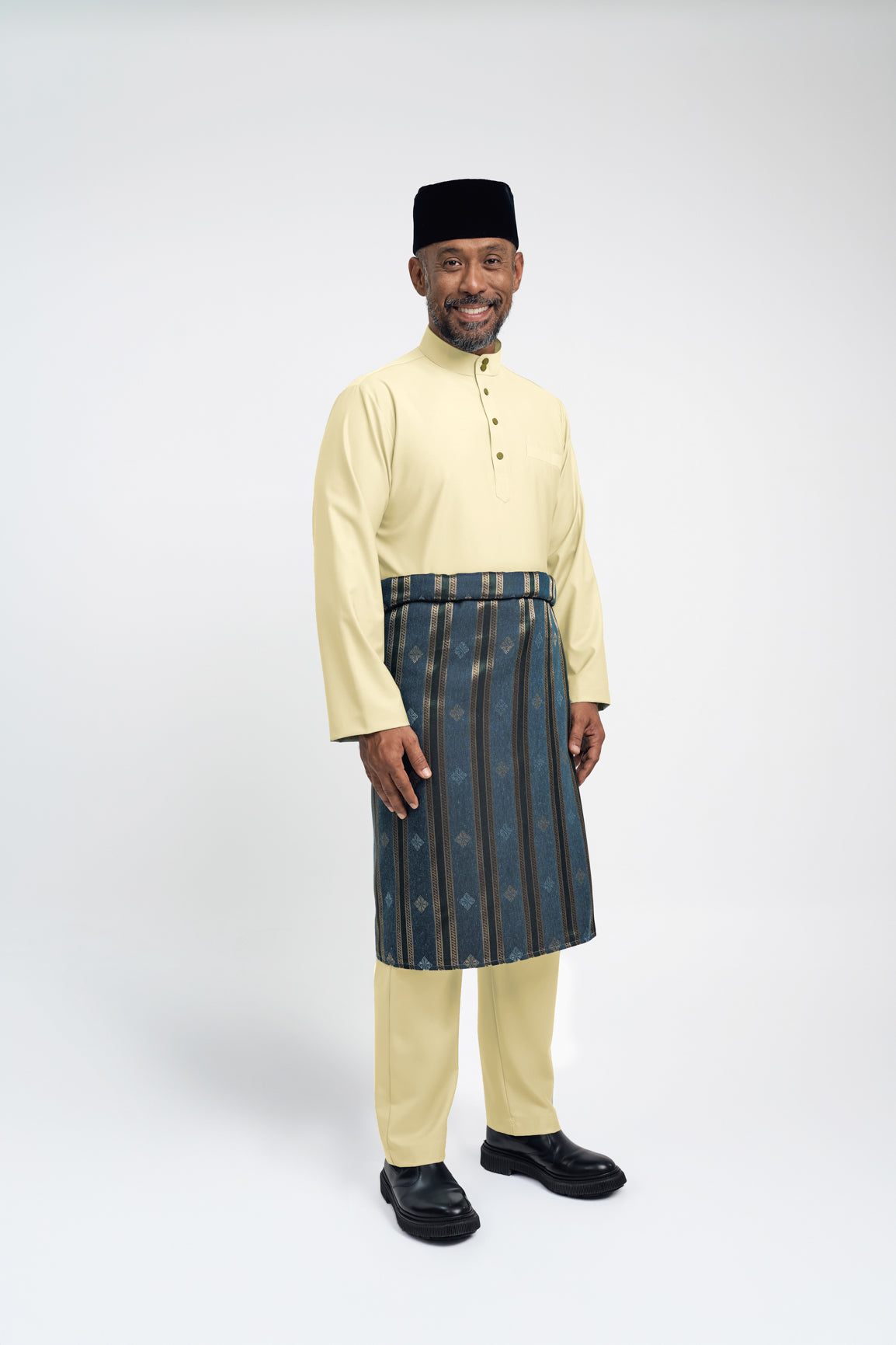 Patawali Modern Fit Baju Melayu Cekak Musang - Kuning Langsat