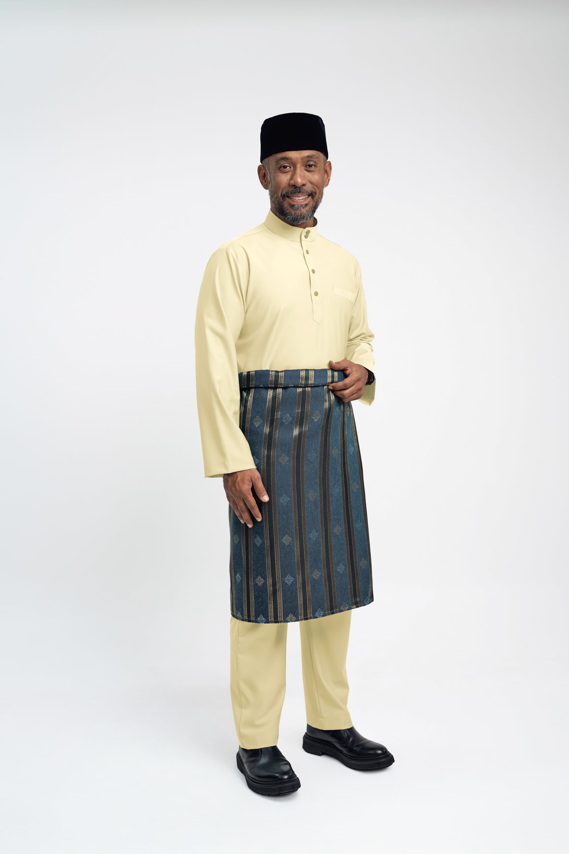 Patawali Modern Fit Baju Melayu Cekak Musang - Kuning Langsat