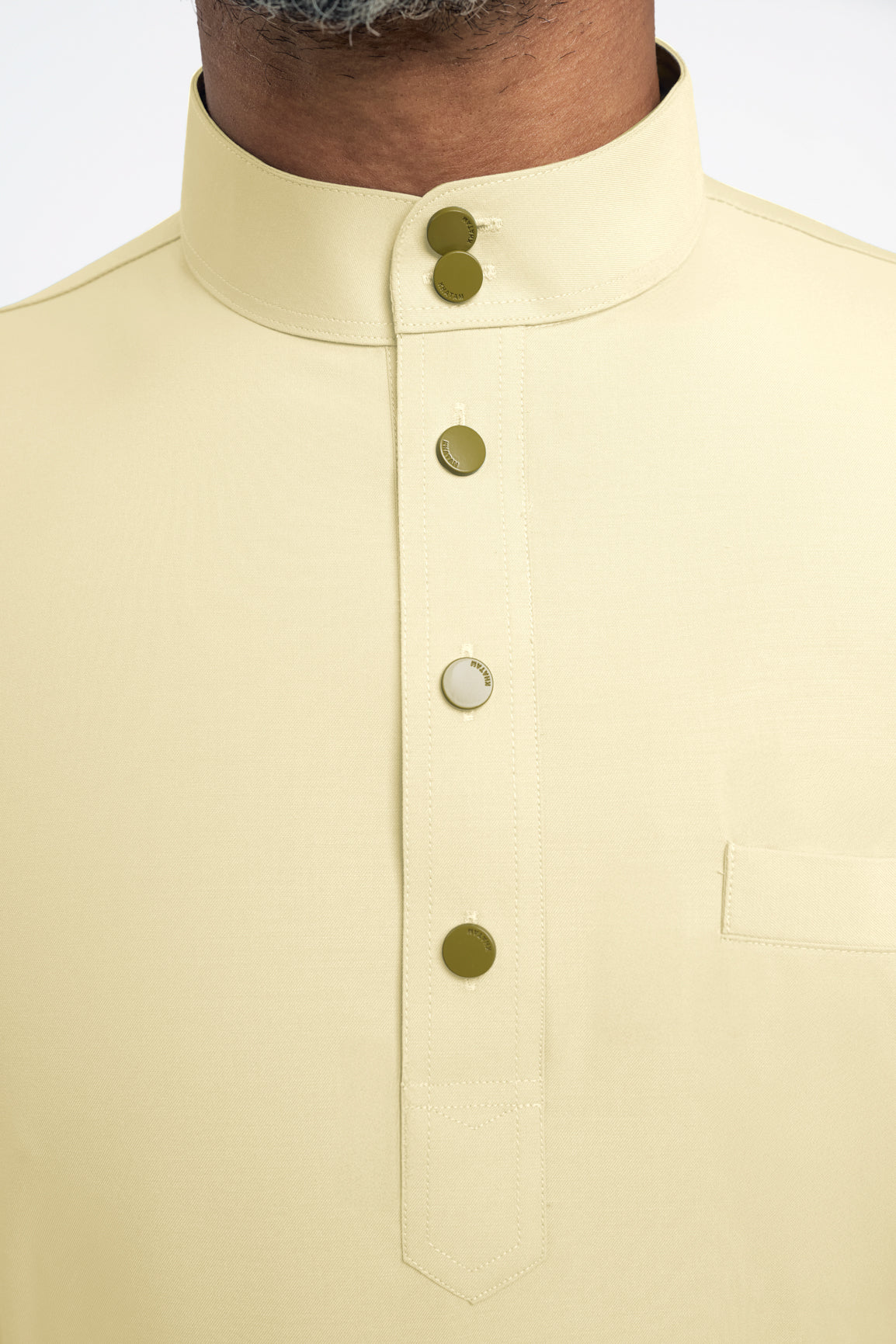 Patawali Modern Fit Baju Melayu Cekak Musang - Kuning Langsat