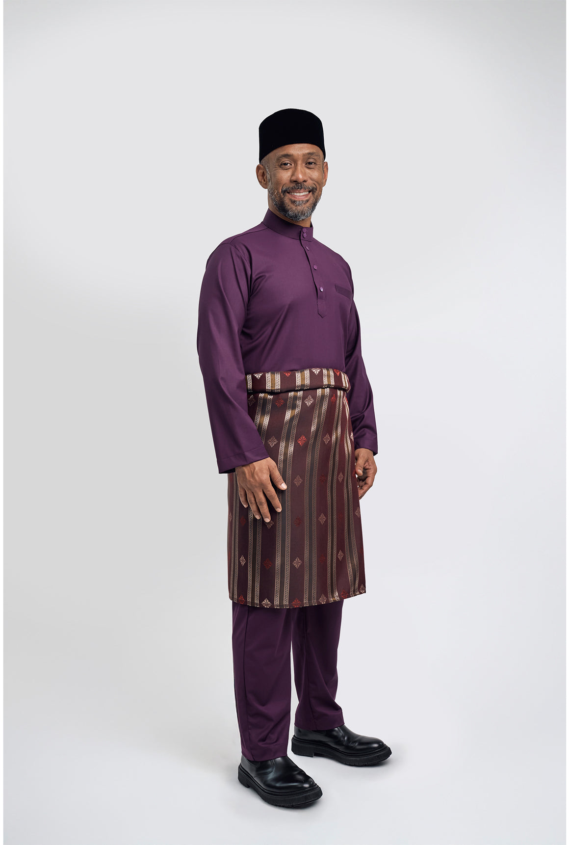 Patawali Modern Fit Baju Melayu Cekak Musang - Dark Purple