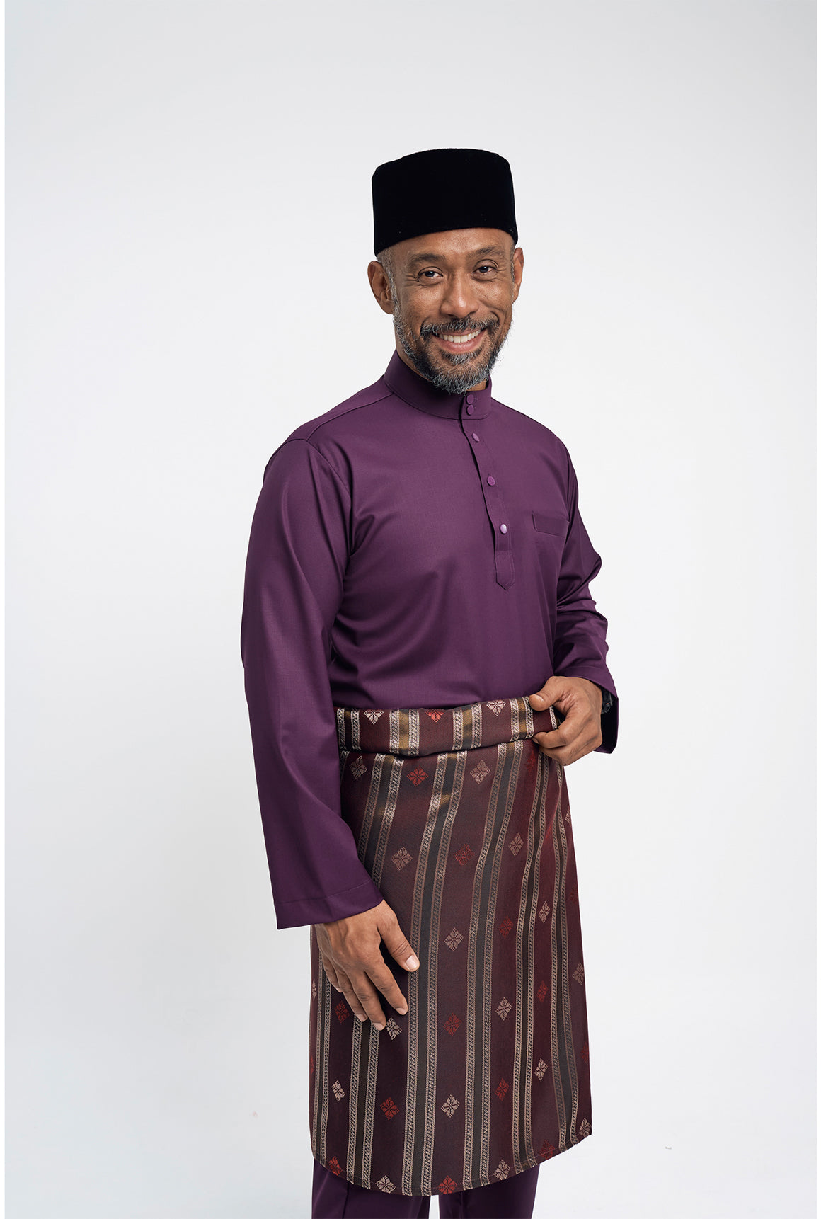 Patawali Modern Fit Baju Melayu Cekak Musang - Dark Purple