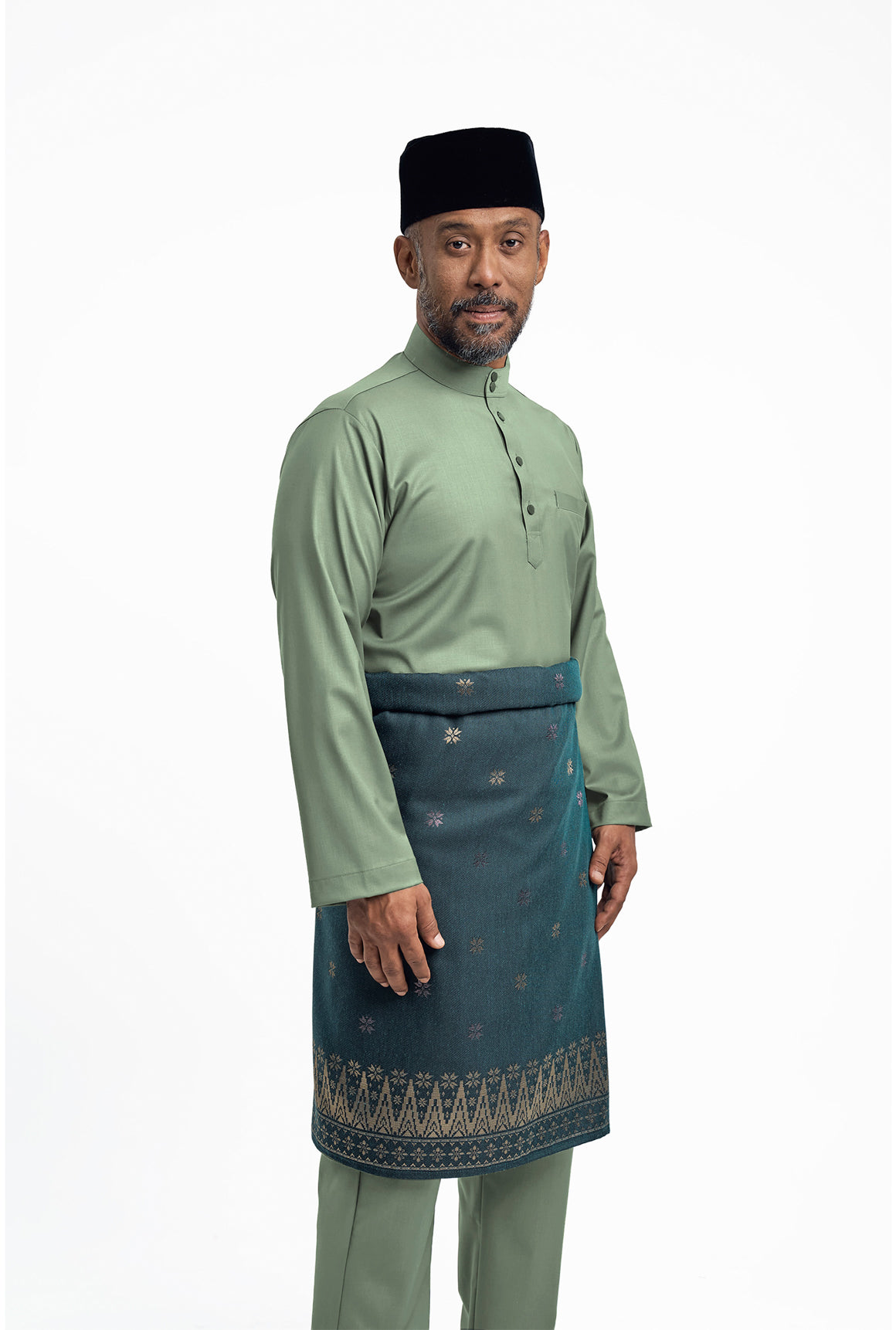 Patawali Modern Fit Baju Melayu Cekak Musang - Grass Green