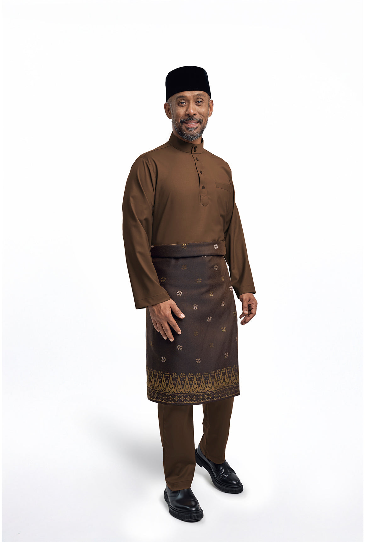 Patawali Modern Fit Baju Melayu Cekak Musang - Coffee Brown