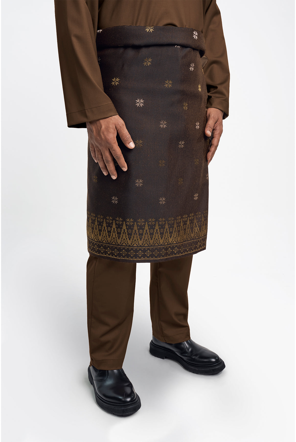 Patawali Modern Fit Baju Melayu Cekak Musang - Coffee Brown